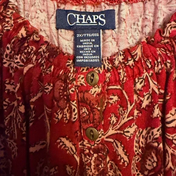 Chaps Burgundy Paisley Women's Blouse - Picture 2 of 2